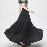 New Fashion Women Layered 2025 Spring Summer High Waist A-line Long Ladies Holiday Style Casual Loose Skirt