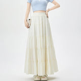 New Fashion Women Layered 2025 Spring Summer High Waist A-line Long Ladies Holiday Style Casual Loose Skirt