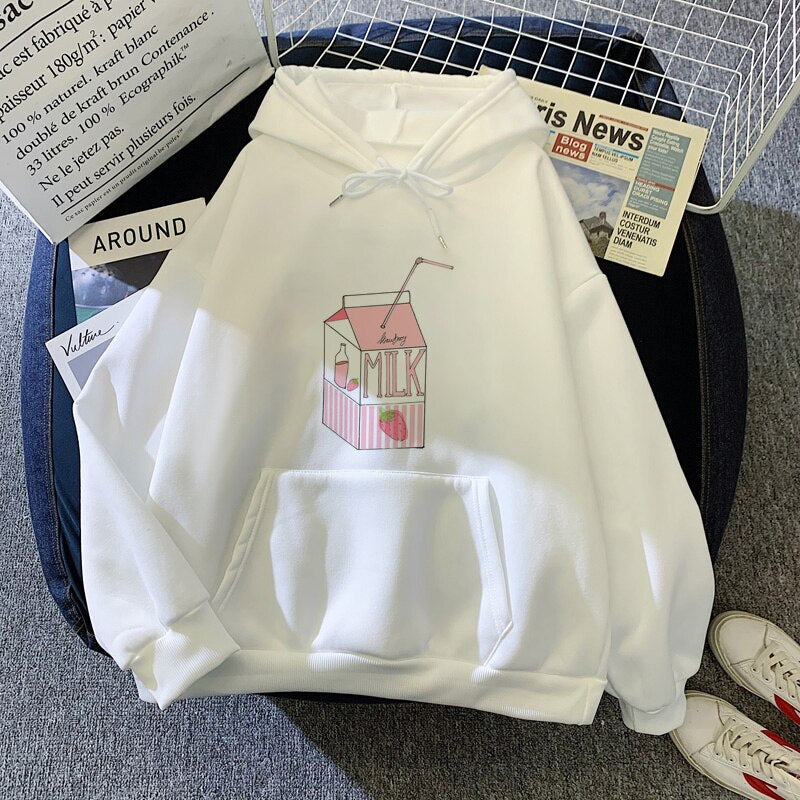 Kawaii Peach Juice Casual Pink Hoodies