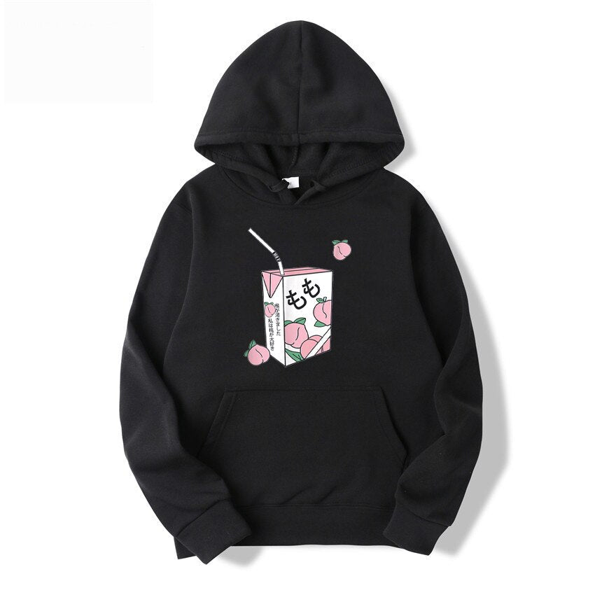 Kawaii Peach Juice Casual Pink Hoodies