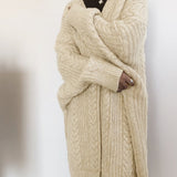 Winter Medium Length Knitted Cardigan Thickened Loose Fried Dough Twist Sweater