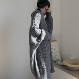 Winter Medium Length Knitted Cardigan Thickened Loose Fried Dough Twist Sweater