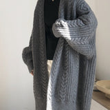Winter Medium Length Knitted Cardigan Thickened Loose Fried Dough Twist Sweater
