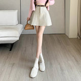 New Korean Fashion High Waist A-line Mini Pleated Women Autumn Winter Woolen Woman Casual Wool Short Skirt