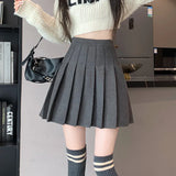 New Korean Preppy Style Mini Pleated Women 2025 New High Waist Woolen Autumn Winter Casual Wool Skirt