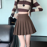 New Korean Preppy Style Mini Pleated Women 2025 New High Waist Woolen Autumn Winter Casual Wool Skirt