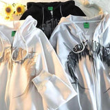 New Letter Print High Street Loose Zipper Hoodie