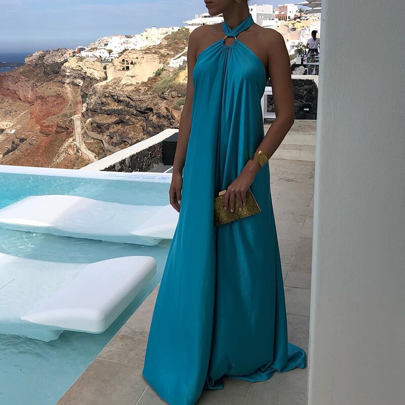 Off Shoulder Hollow Out Backless Maxi Dress