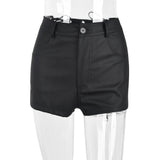 Women Sexy Hollow Out Lace-up Pu Matte Personality Shorts