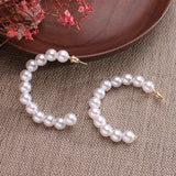 New Boho Imitation Pearl Round Circle Hoop Female Gold Big Statement Earring