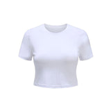 O Neck Knit White Crop Top