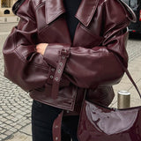 Cropped Moto Leather Jacket