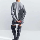 Casual Hollow Knit Crewneck Sweater