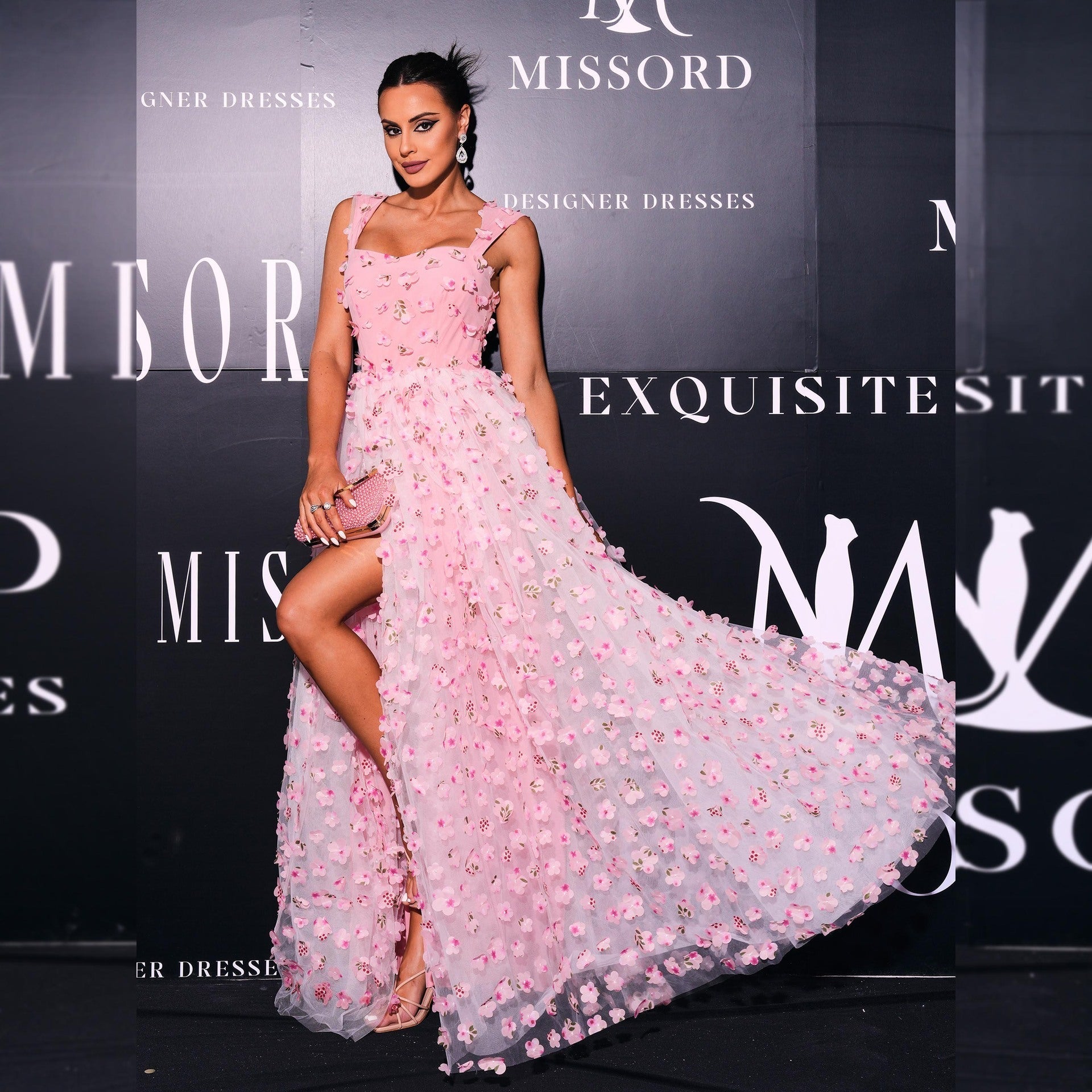 Sleeveless Elegant Square Collar Sling Long Bohemian Wide Hem Gauzy Evening Dress