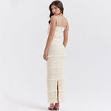 High Elastic Sequin Lace Slim Fit Backless Maxi Dress Cami Dress