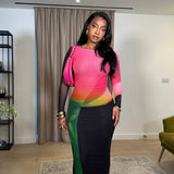 Double Layer Mesh Elegant Long Sleeve Dress