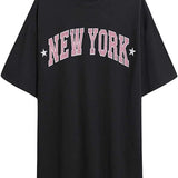 Round Neck T-Shirt With Short Sleeves And Letters