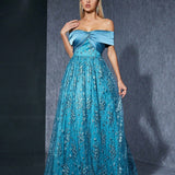 Off Shoulder Bow Dress Embroidery Large Slimming Elegant Evening Dress