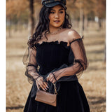Sexy Off Shoulder Lantern Sleeve Mini Dress