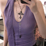 Gothic Punk Double-layer Cross Sweet Cool Necklace