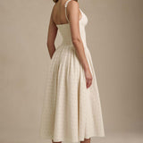 Heavy Embroidery Slim Fit Suspender Dress