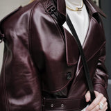Cropped Moto Leather Jacket