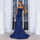 Boat Neck Mopping Long Socialite Sling Light Luxury Ball Party Evening