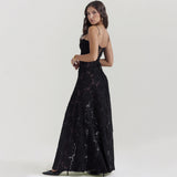 Black See through Cami Dress Backless Dress Maxi Dress Evening Dress