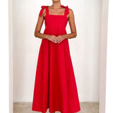 Solid Color Tube Top Maxi Lace up Dress