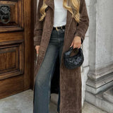 Long Suede Belted Coat