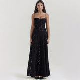 Black See through Cami Dress Backless Dress Maxi Dress Evening Dress