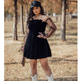Sexy Off Shoulder Lantern Sleeve Mini Dress