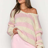 Off-shoulder Striped Sweater
