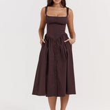 Dress Sling Midi Dress Vacation Slim Fit Backless