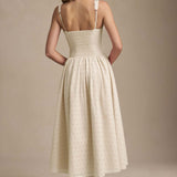 Heavy Embroidery Slim Fit Suspender Dress