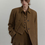Vintage Round Neck Wool Blazer