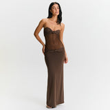Detachable Shoulder Strap Twist Mesh Slim Fit Dress