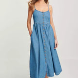 Office Suspenders Denim Dress