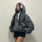 Y2k Zip Up Hoodies Vintage Star Print Sweatshirts