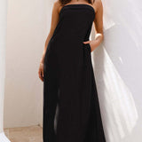 Solid Color Slim Corset Graceful Satin Maxi Dress