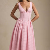 Heavy Embroidery Slim Fit Suspender Dress