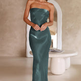 Bright Silk Bandeau Maxi Dress