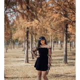 Sexy Off Shoulder Lantern Sleeve Mini Dress