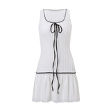 Bow Tie Mesh Sleeveless Tank Dress