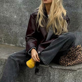 Stylish Lapel Leather Biker Jacket