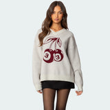 Cherry Pattern Colorblock Knit Sweater