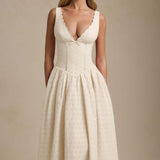 Heavy Embroidery Slim Fit Suspender Dress