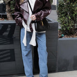 Cropped Moto Leather Jacket