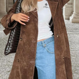 Long Suede Belted Coat