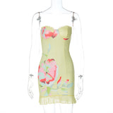 Printed Sleeveless Tube Top Short Slim Sheath